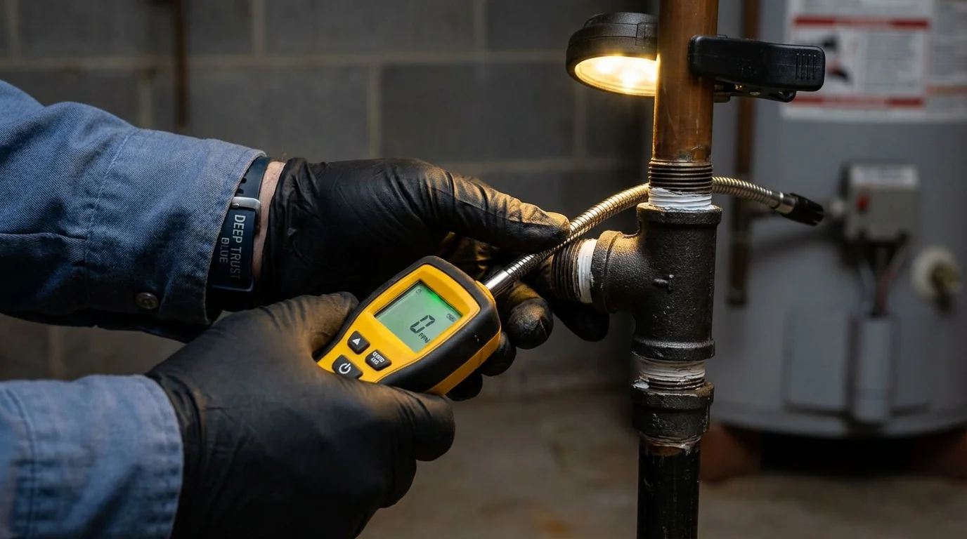 Gas leak detection with electronic sniffer by Johns Plumbing LLC in Waukee