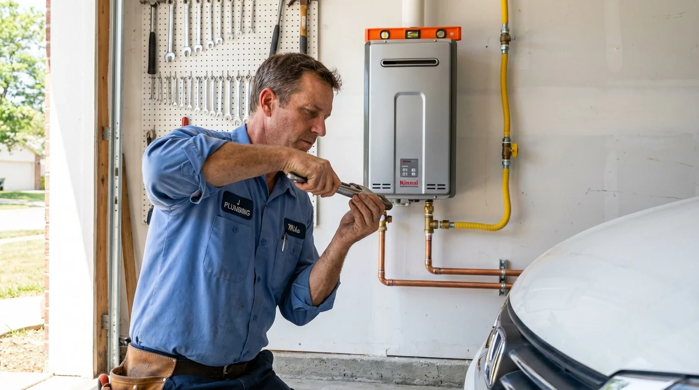 Tankless water heater installation by a Johns Plumbing LLC plumber in Waukee